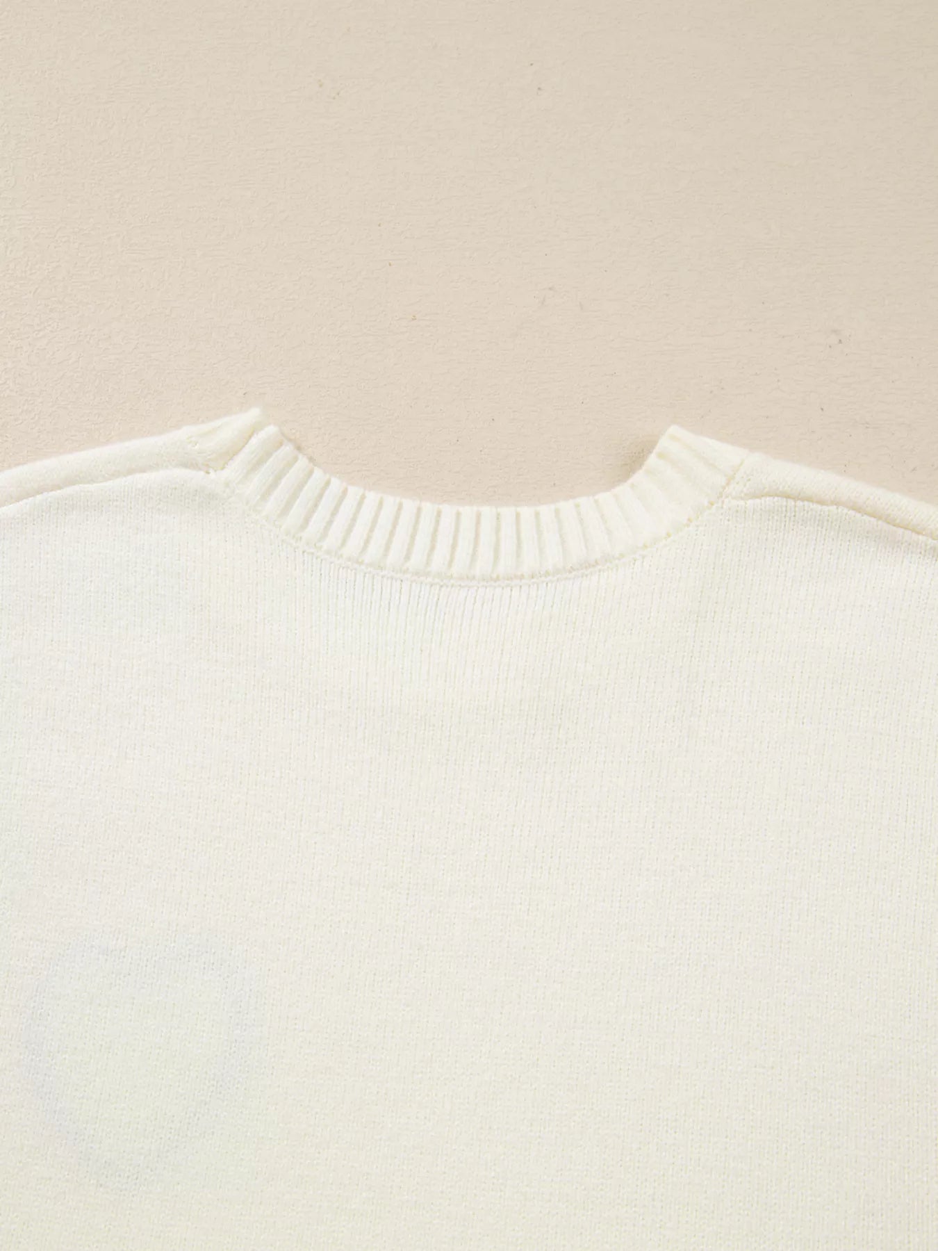 Plaid Heart Embroidered Cuffed Drop Shoulder Crew Neck Sweater - FLORENTINE IRIS