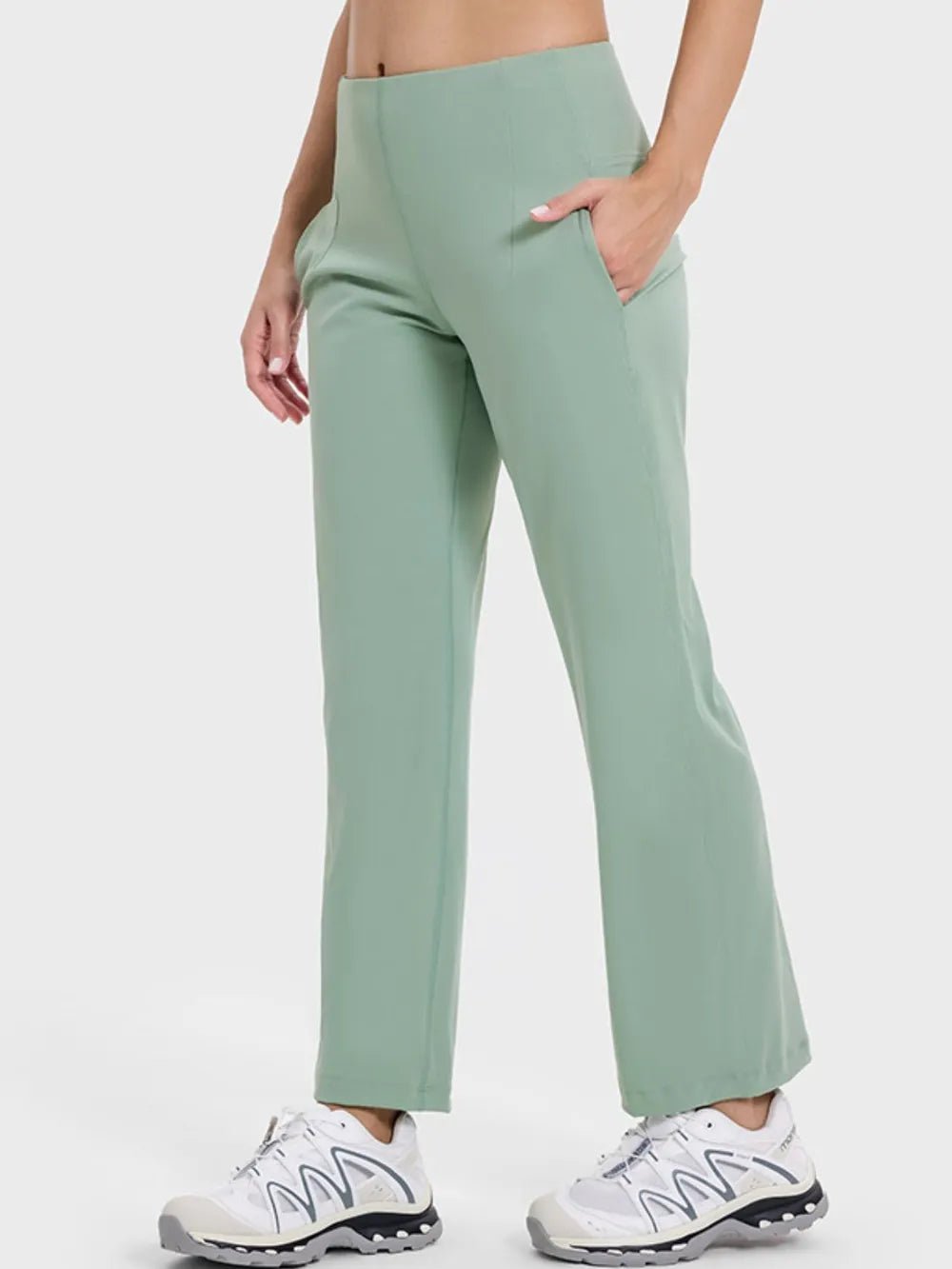Pocketed High Waist Active Pants - FLORENTINE IRIS