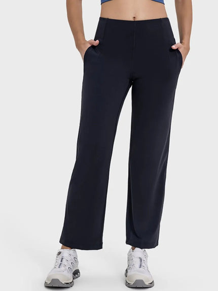 Pocketed High Waist Active Pants - FLORENTINE IRIS