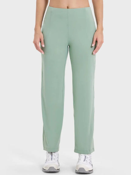 Pocketed High Waist Active Pants - FLORENTINE IRIS