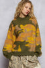 POL Mock Neck Abstract Colorblock Pattern Sweater - FLORENTINE IRIS