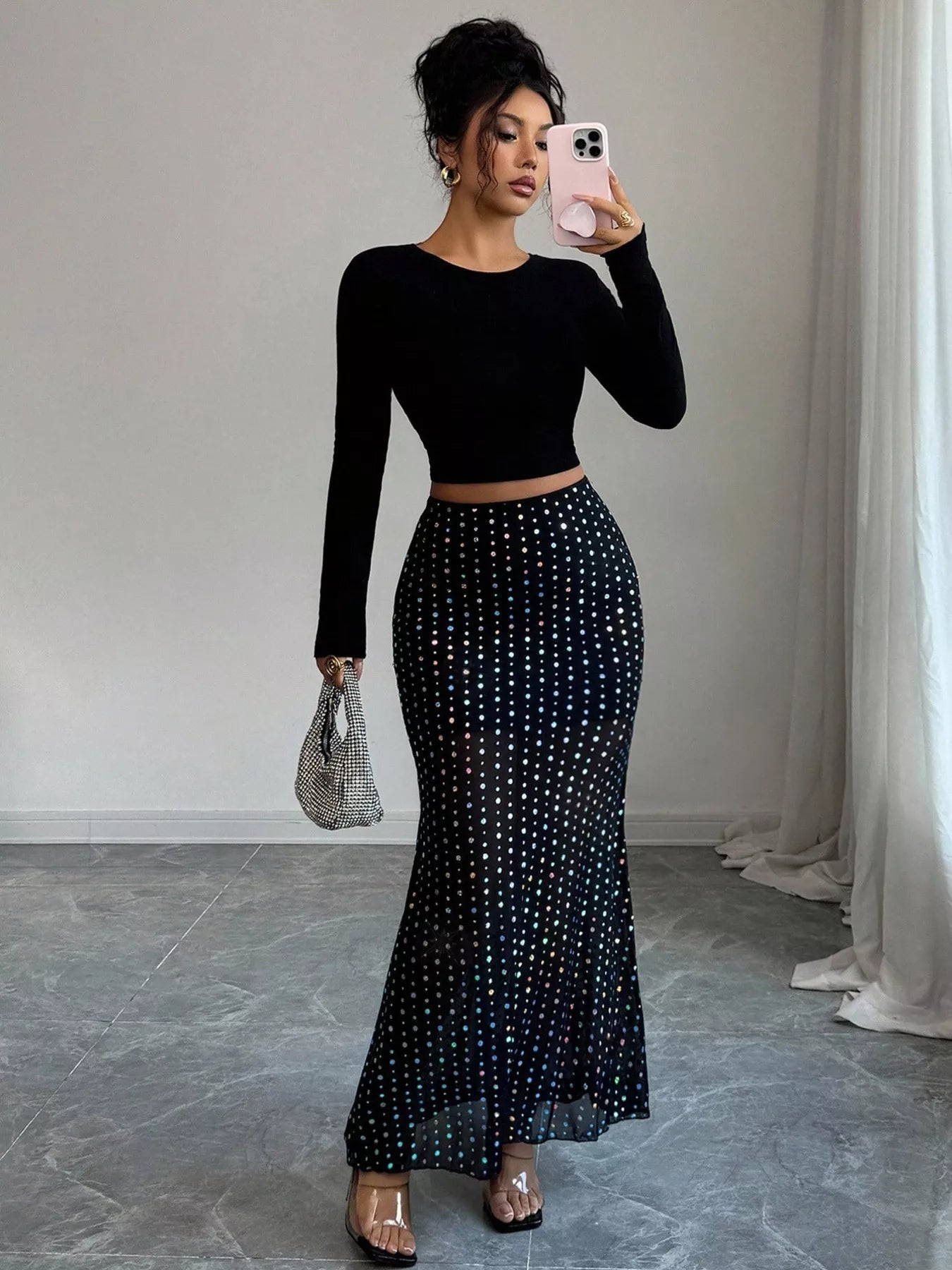 Polka Dot Maxi Skirt - FLORENTINE IRIS