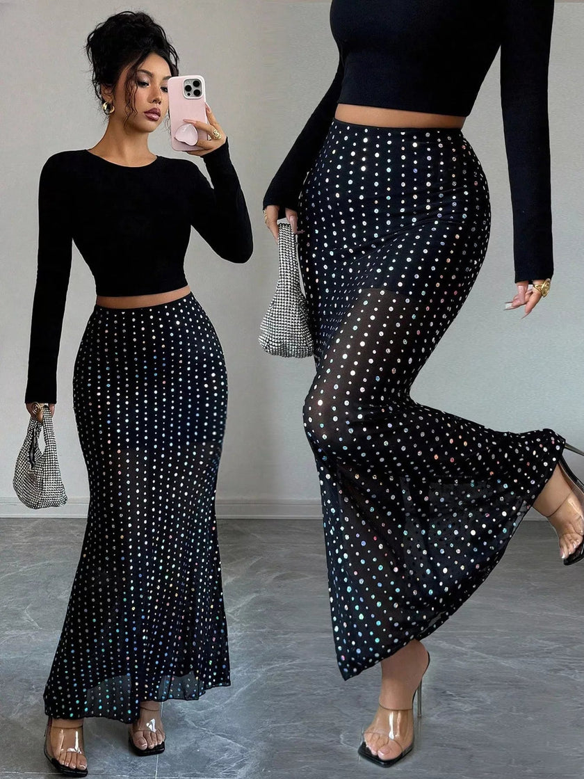 Polka Dot Maxi Skirt - FLORENTINE IRIS