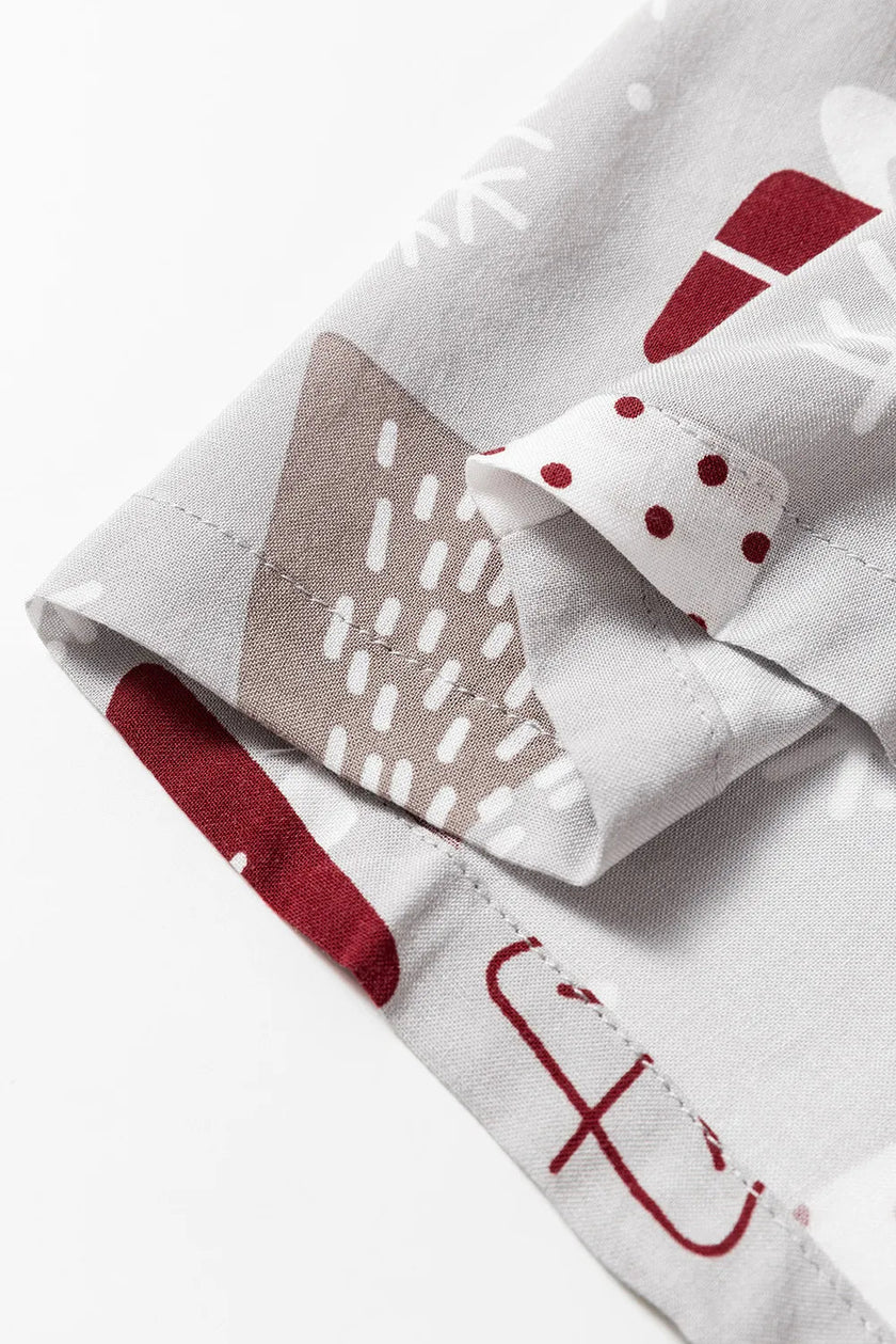 Printed Long Sleeve Top and Pants Lounge Set - FLORENTINE IRIS