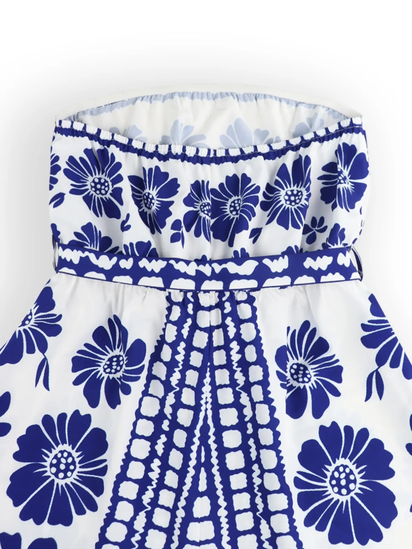 Printed Tube Tie Waist Romper - FLORENTINE IRIS