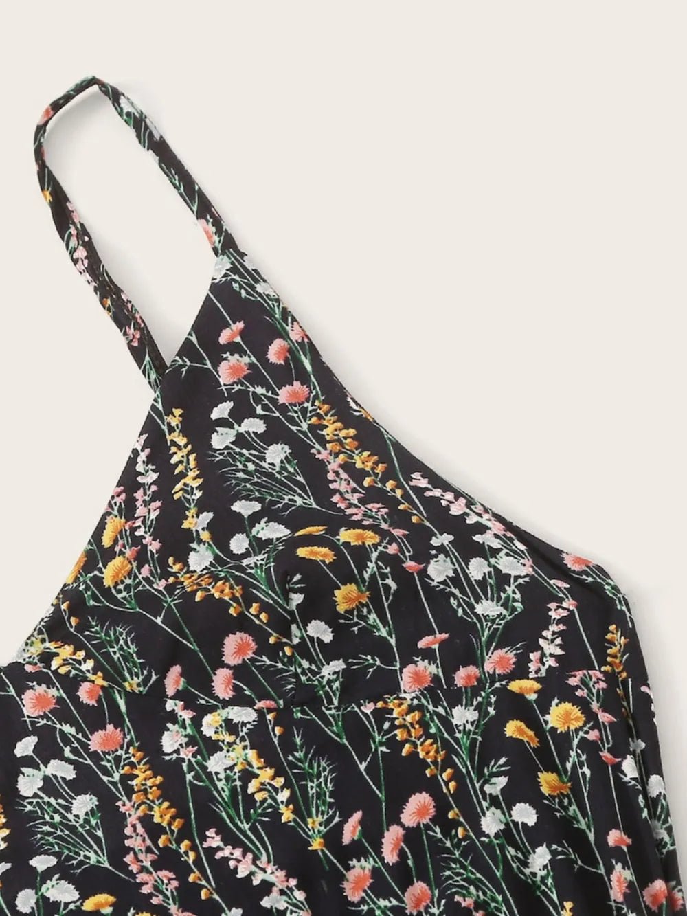 Printed V - Neck Spaghetti Strap Romper - FLORENTINE IRIS