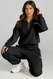 Quarter Zip Top and Drawstring Pants Active Set - FLORENTINE IRIS
