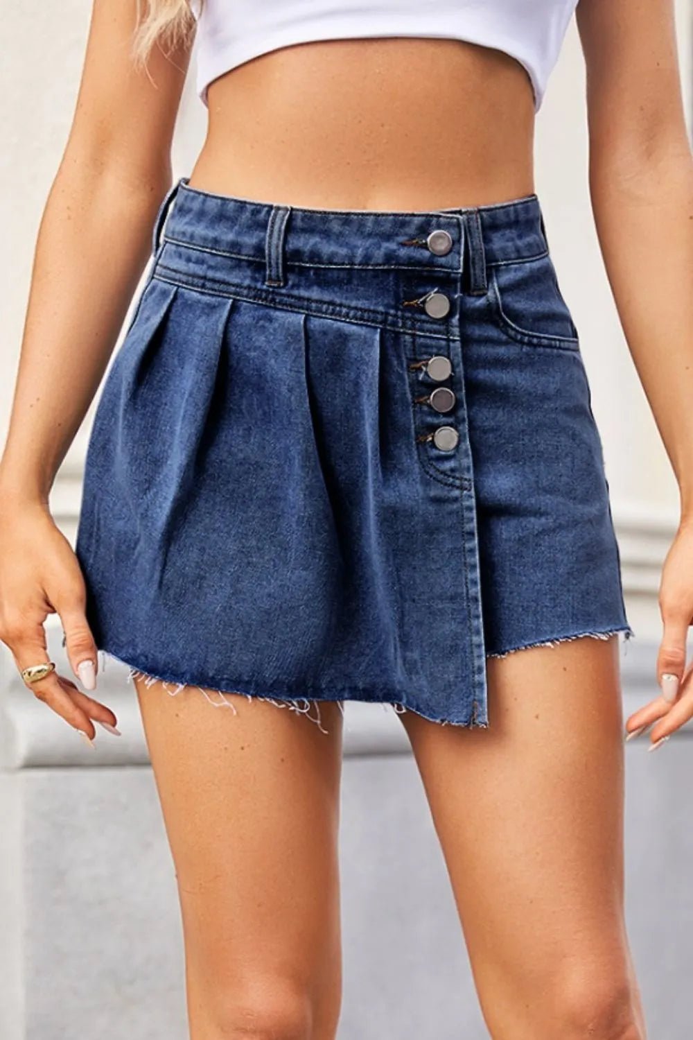 Raw Hem Denim skort - FLORENTINE IRIS