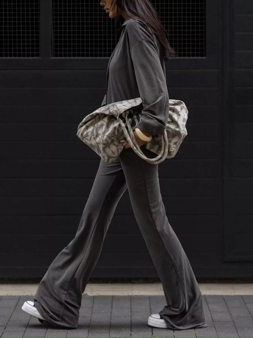 Relaxed Fit Button - Down Top and Pants Set - FLORENTINE IRIS