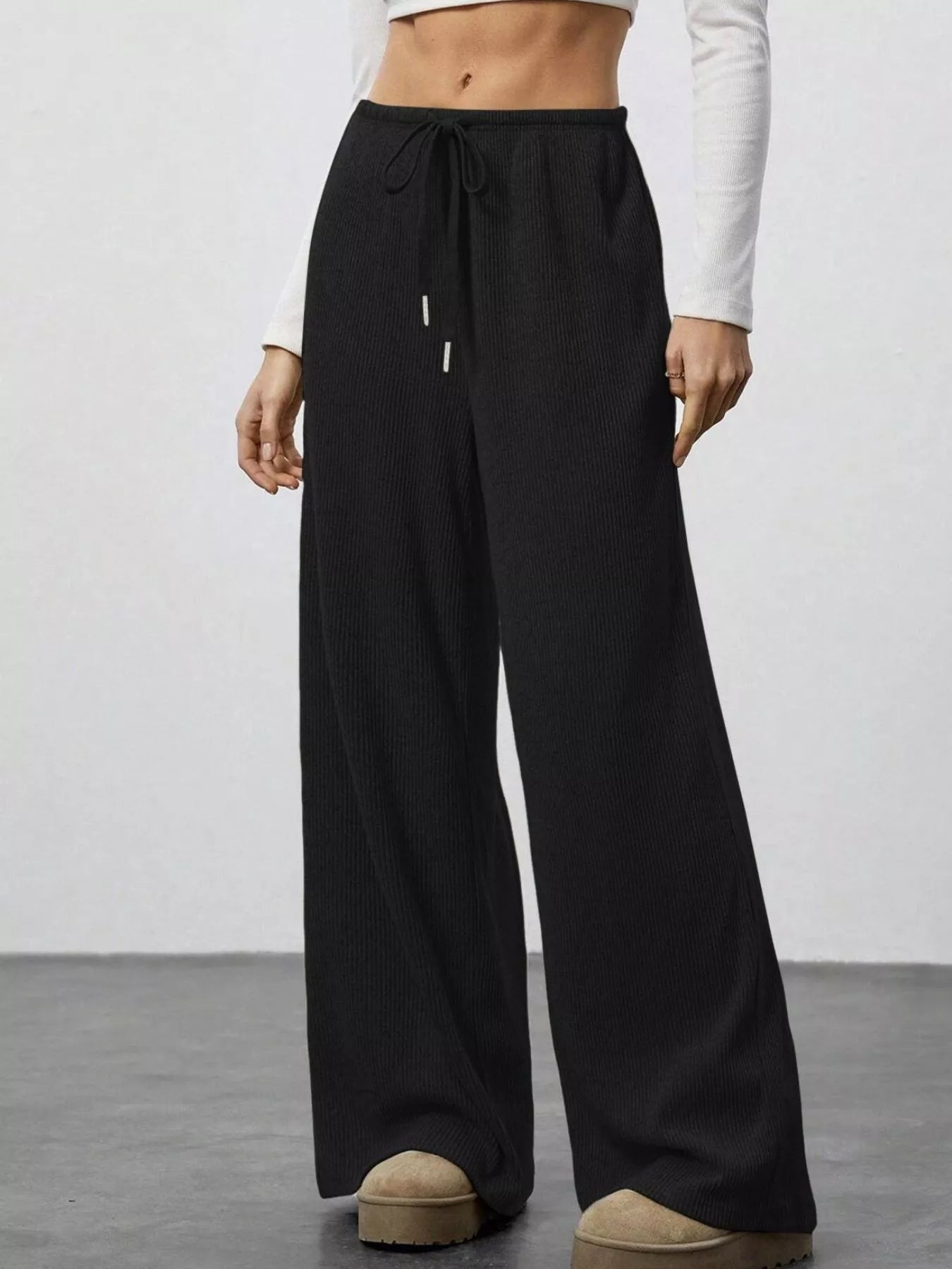 Relaxed Fit Wide Leg Pants - FLORENTINE IRIS