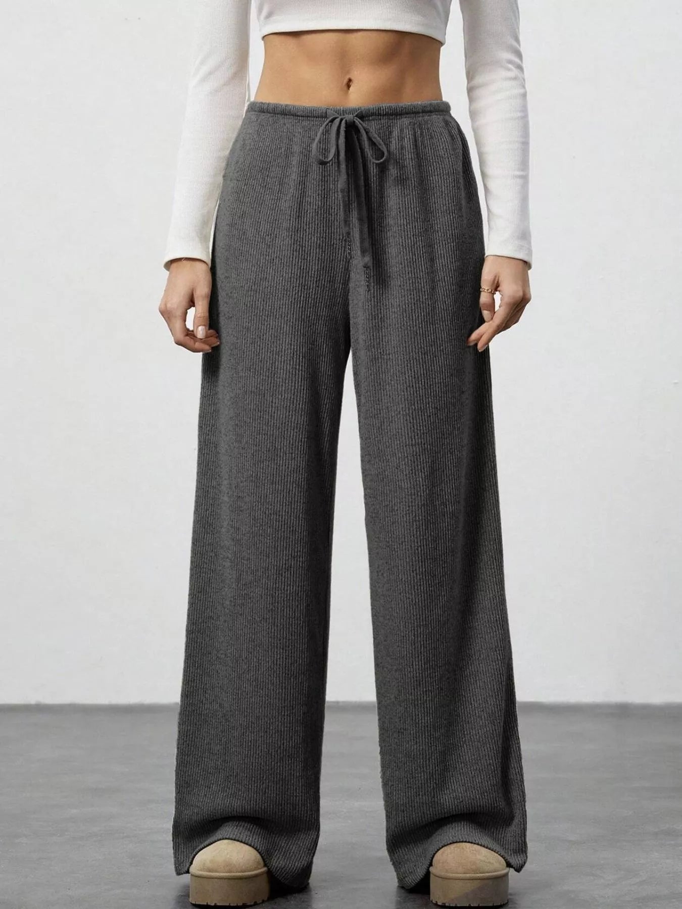 Relaxed Fit Wide Leg Pants - FLORENTINE IRIS