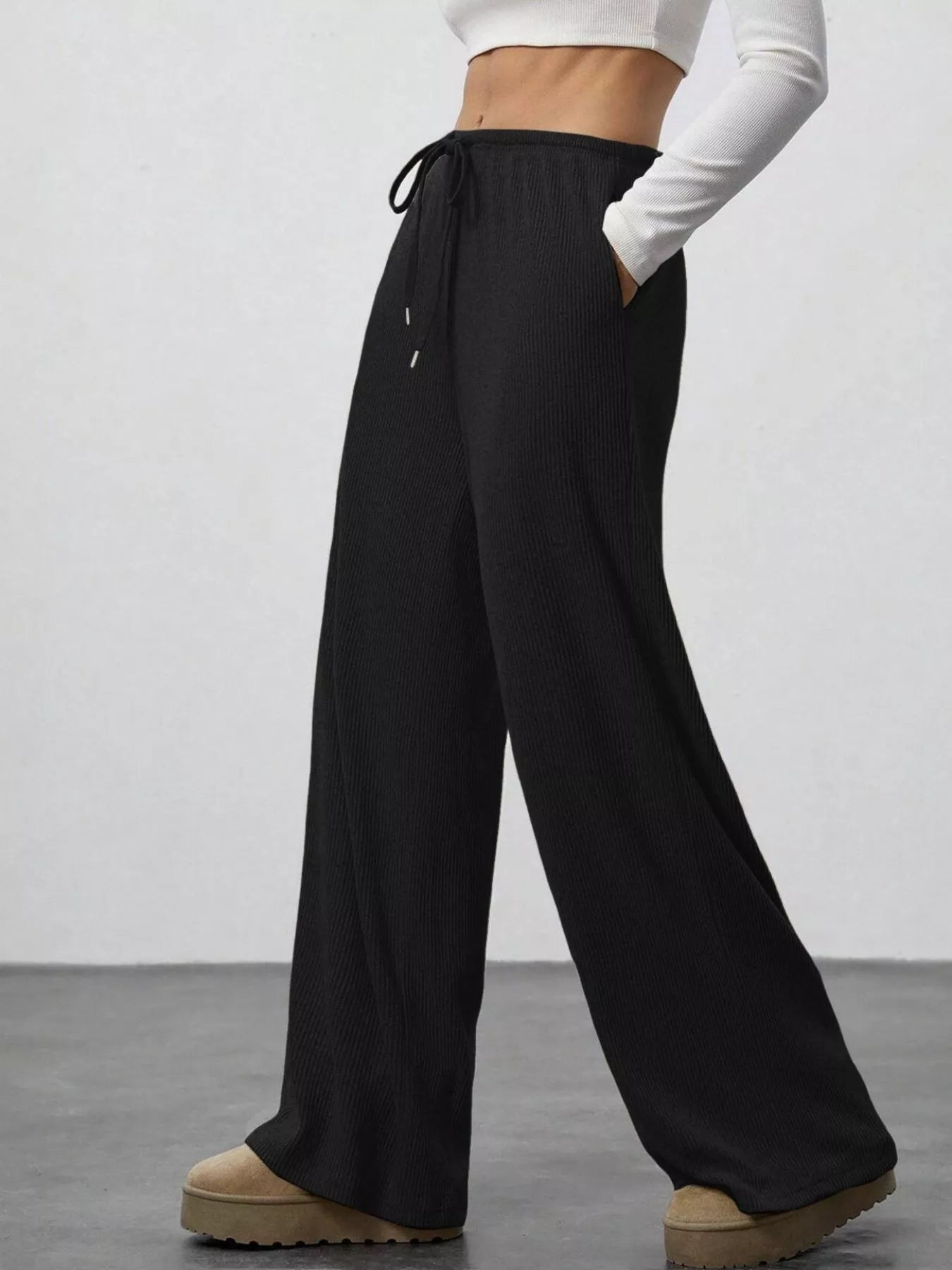 Relaxed Fit Wide Leg Pants - FLORENTINE IRIS