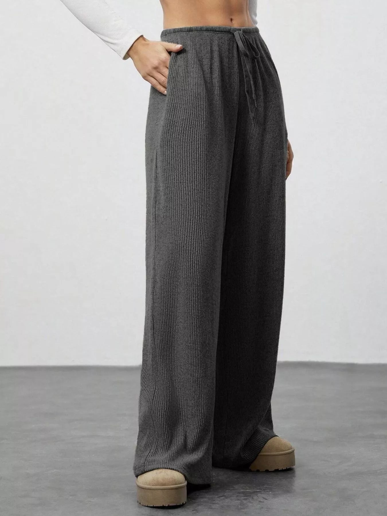 Relaxed Fit Wide Leg Pants - FLORENTINE IRIS