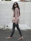 Ribbed Relaxed Fit Long Sleeve Sweater - FLORENTINE IRIS