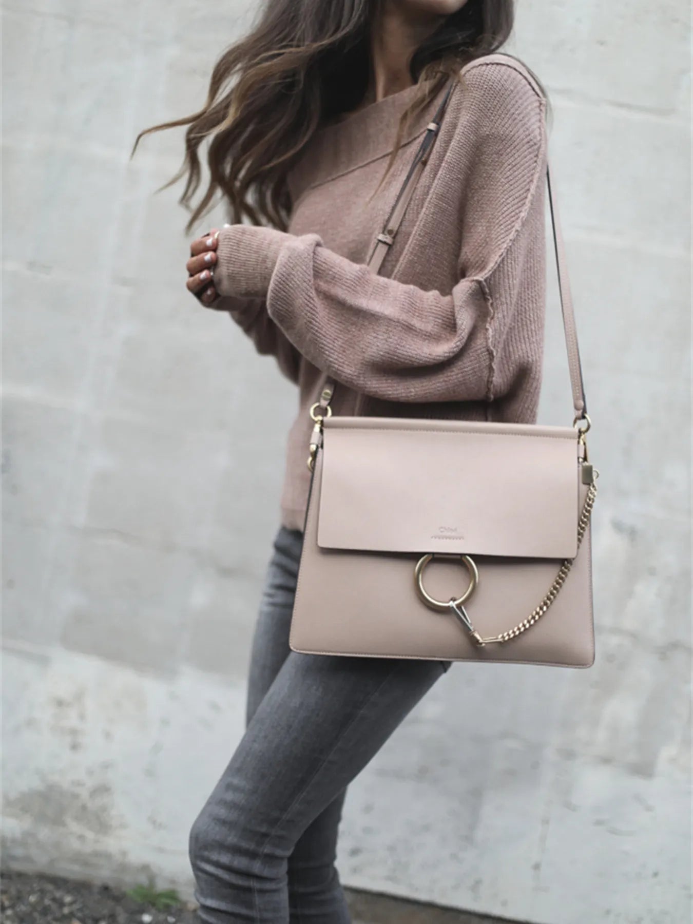 Ribbed Relaxed Fit Long Sleeve Sweater - FLORENTINE IRIS