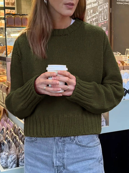 Ribbed Round Neck Sweater - FLORENTINE IRIS