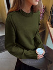 Ribbed Round Neck Sweater - FLORENTINE IRIS