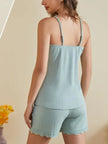 Ribbed Scoop Neck Top and Shorts Lounge Set - FLORENTINE IRIS