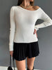 Ribbed Single Shoulder Sweater - FLORENTINE IRIS