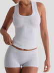 Ribbed Tank Top and Shorts Active Set - FLORENTINE IRIS