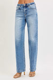 RISEN High Rise Wide Baggy Jeans - FLORENTINE IRIS