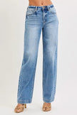 RISEN High Rise Wide Baggy Jeans - FLORENTINE IRIS