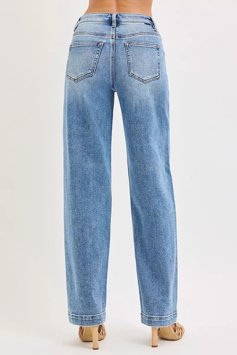 RISEN High Rise Wide Baggy Jeans - FLORENTINE IRIS