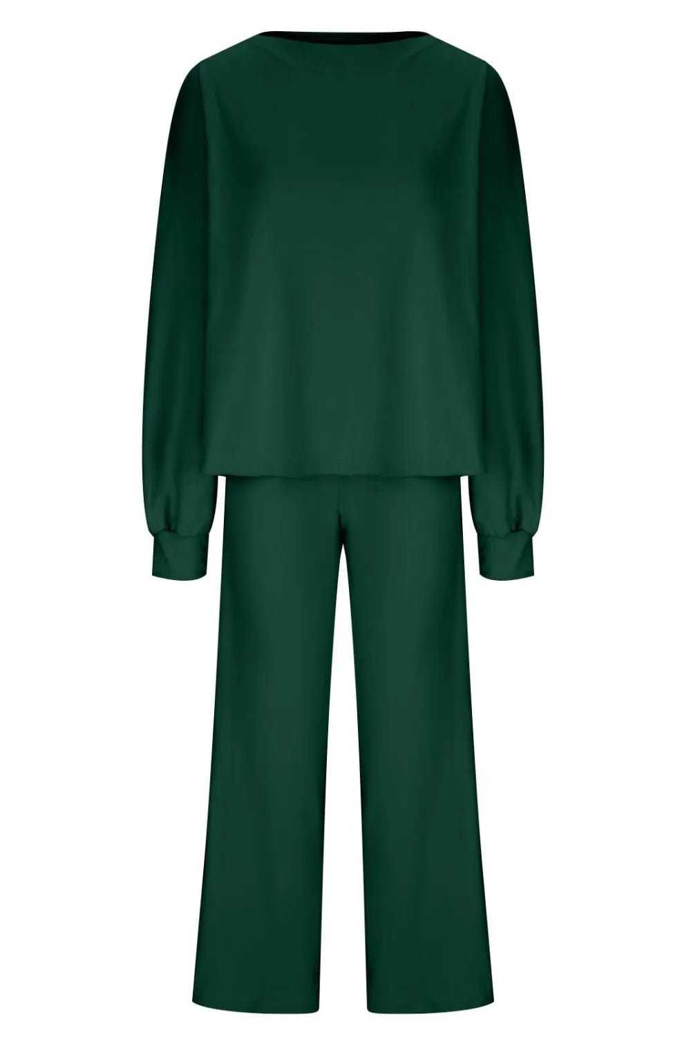 Round Neck Long Sleeve Top and Pants Set - FLORENTINE IRIS