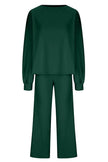 Round Neck Long Sleeve Top and Pants Set - FLORENTINE IRIS