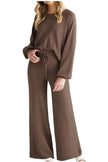 Round Neck Long Sleeve Top and Pants Set - FLORENTINE IRIS