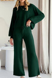 Round Neck Long Sleeve Top and Pants Set - FLORENTINE IRIS