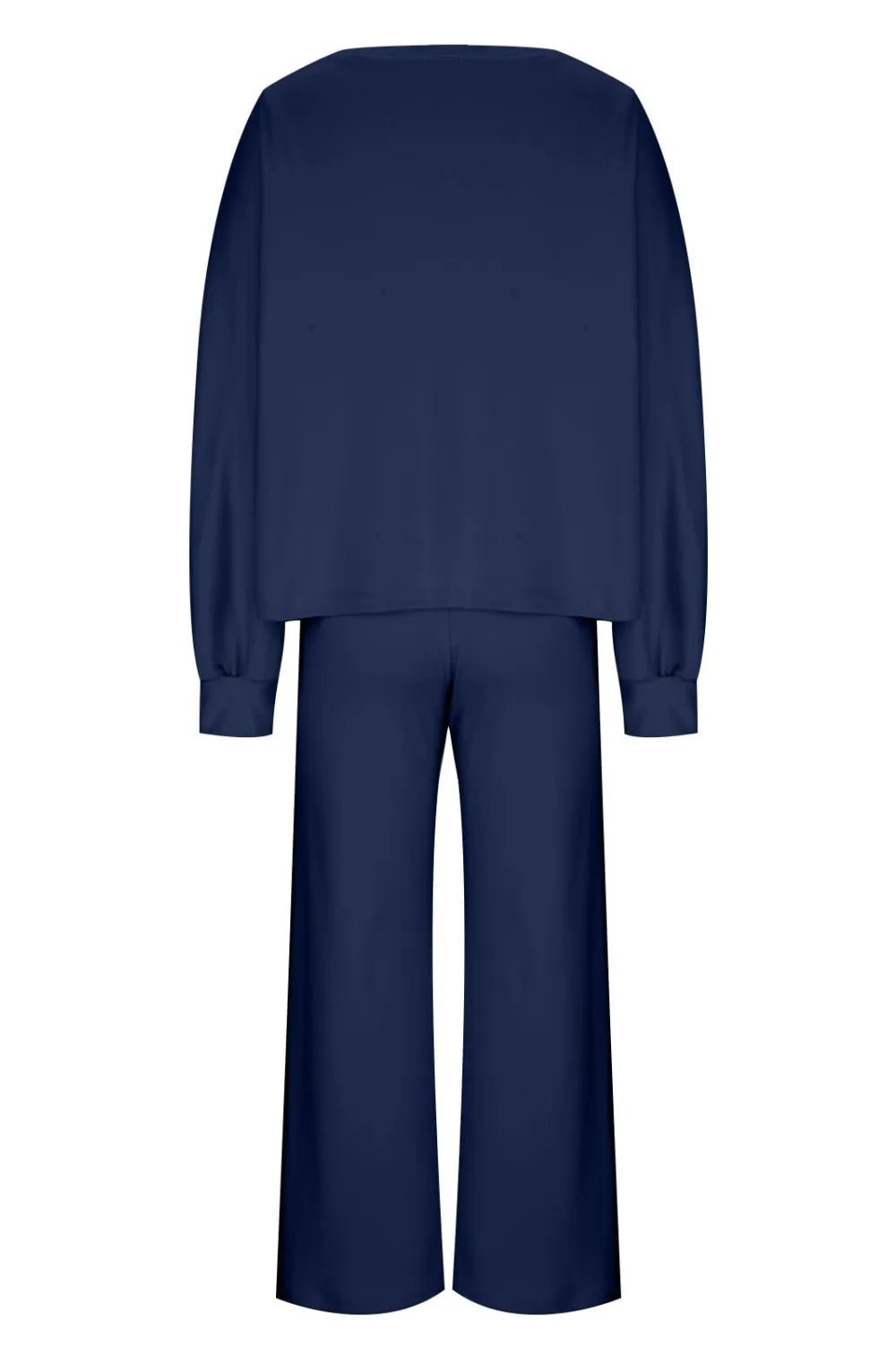 Round Neck Long Sleeve Top and Pants Set - FLORENTINE IRIS