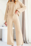 Round Neck Long Sleeve Top and Pants Set - FLORENTINE IRIS