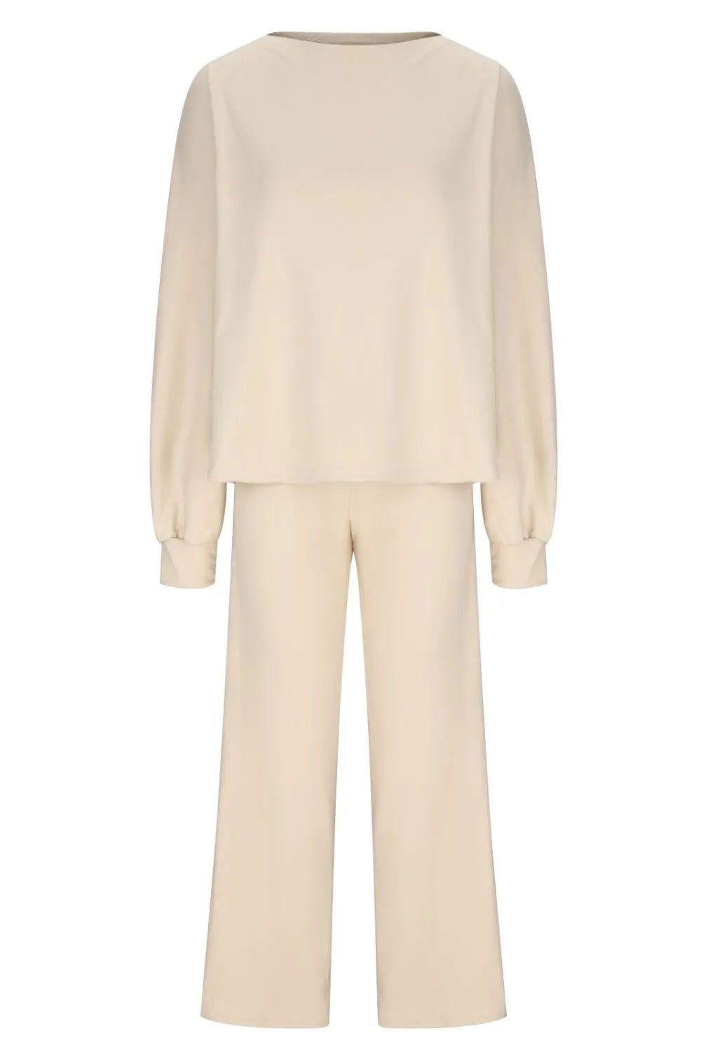 Round Neck Long Sleeve Top and Pants Set - FLORENTINE IRIS