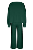 Round Neck Long Sleeve Top and Pants Set - FLORENTINE IRIS