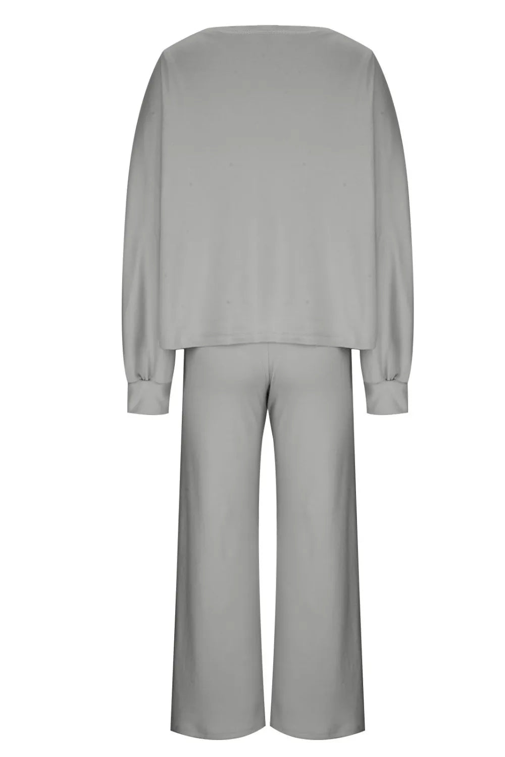 Round Neck Long Sleeve Top and Pants Set - FLORENTINE IRIS