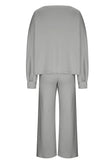 Round Neck Long Sleeve Top and Pants Set - FLORENTINE IRIS