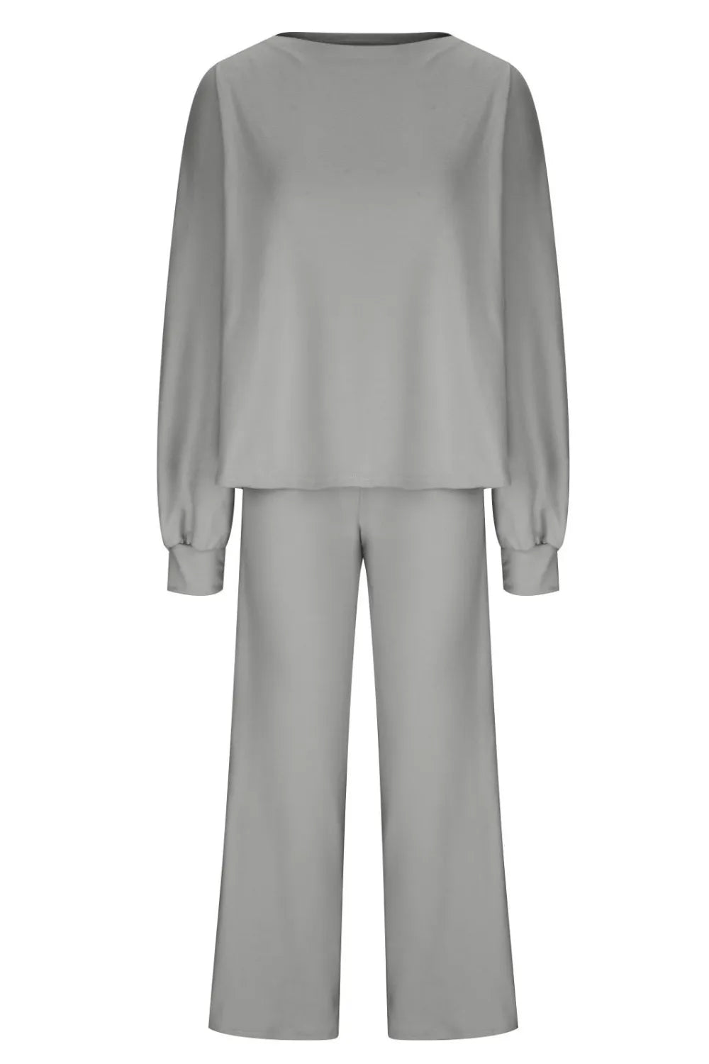 Round Neck Long Sleeve Top and Pants Set - FLORENTINE IRIS