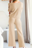 Round Neck Long Sleeve Top and Pants Set - FLORENTINE IRIS