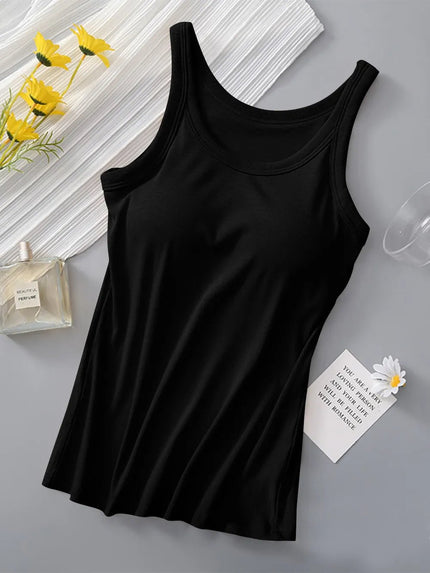 Round Neck Tank with Bra - FLORENTINE IRIS