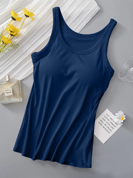 Round Neck Tank with Bra - FLORENTINE IRIS