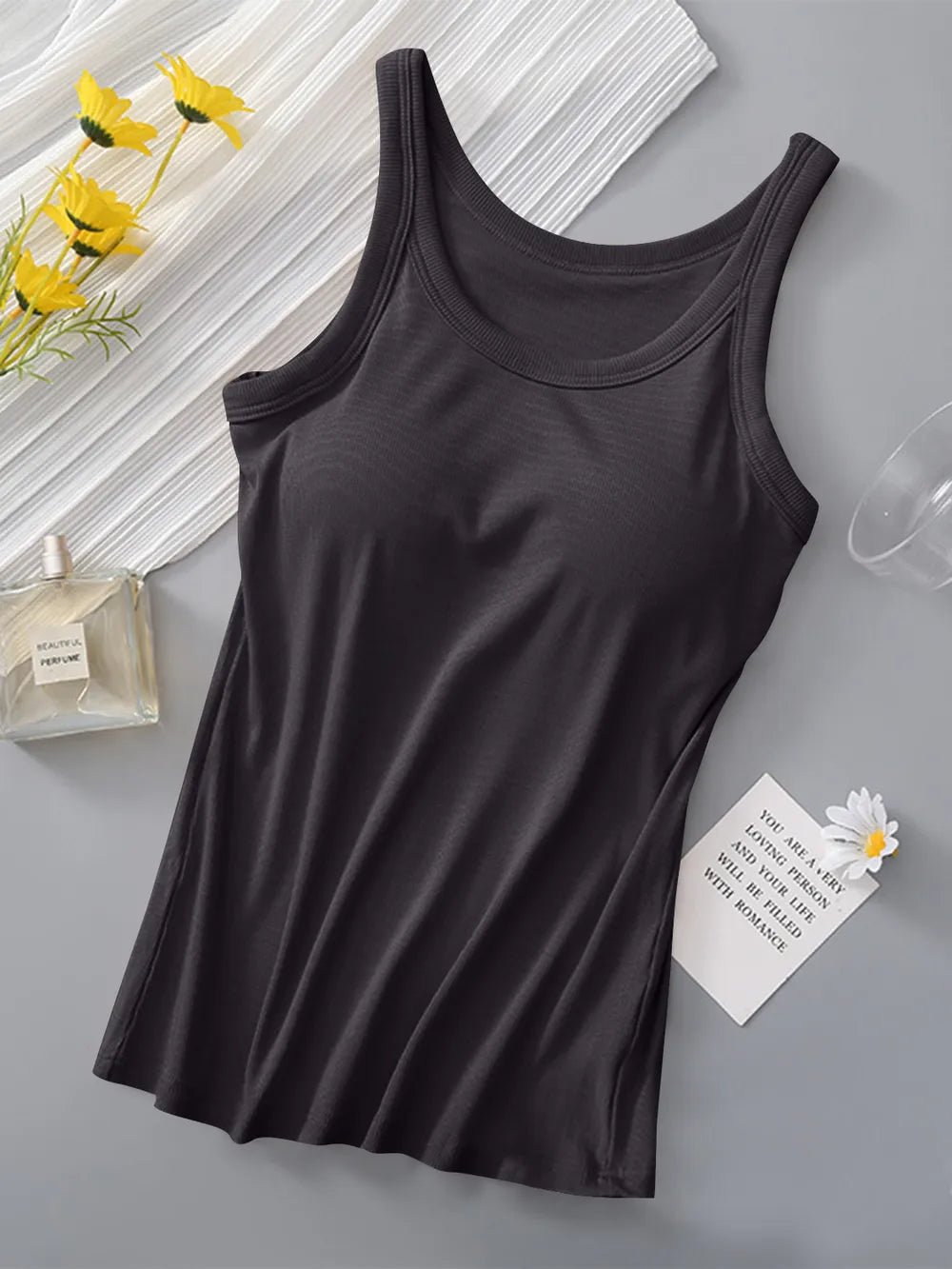 Round Neck Tank with Bra - FLORENTINE IRIS