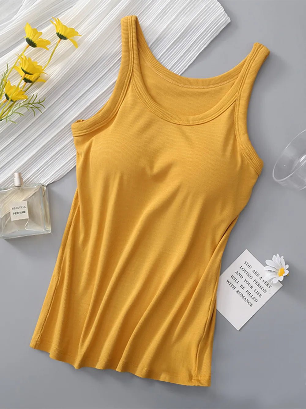 Round Neck Tank with Bra - FLORENTINE IRIS
