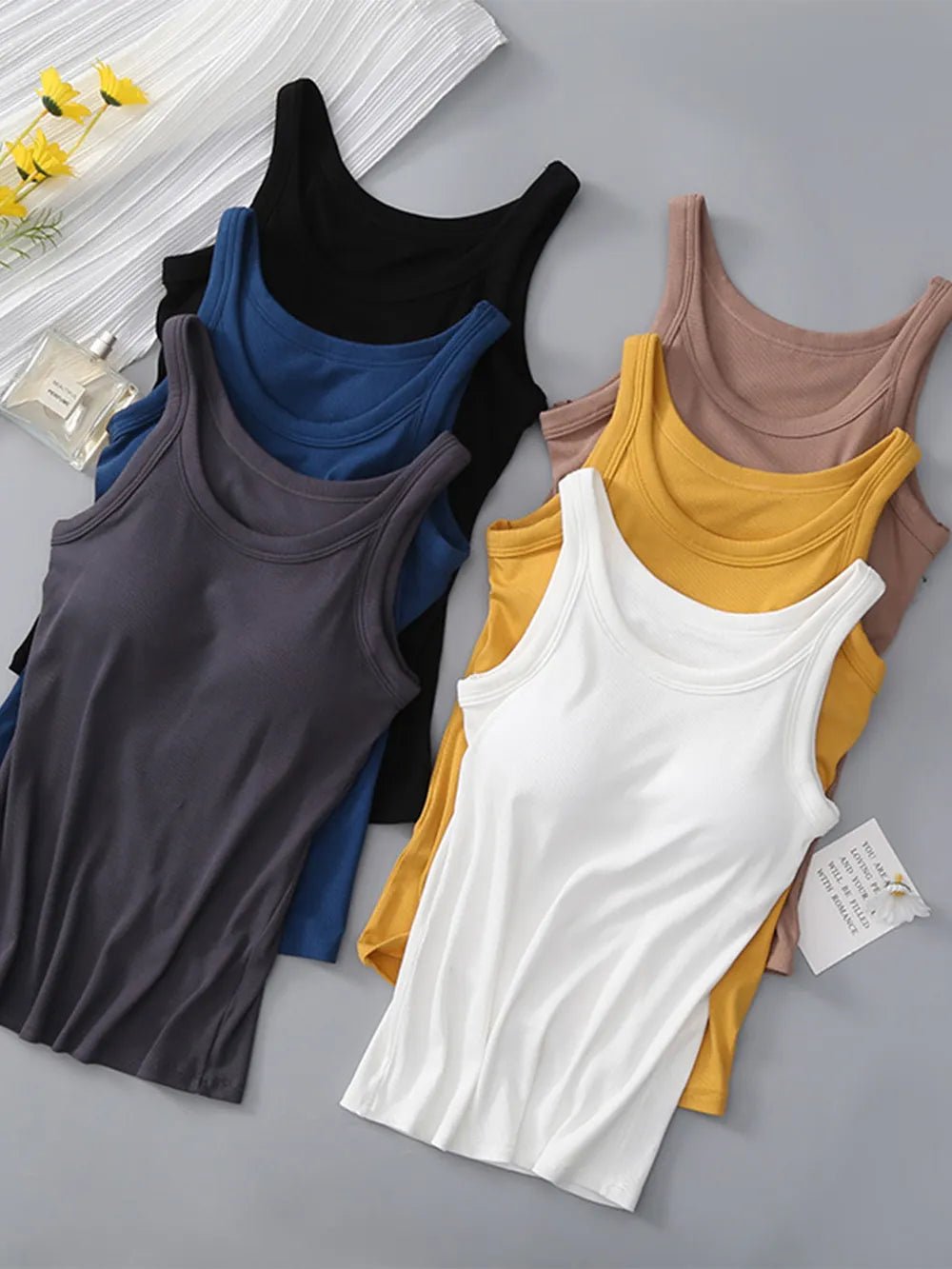 Round Neck Tank with Bra - FLORENTINE IRIS