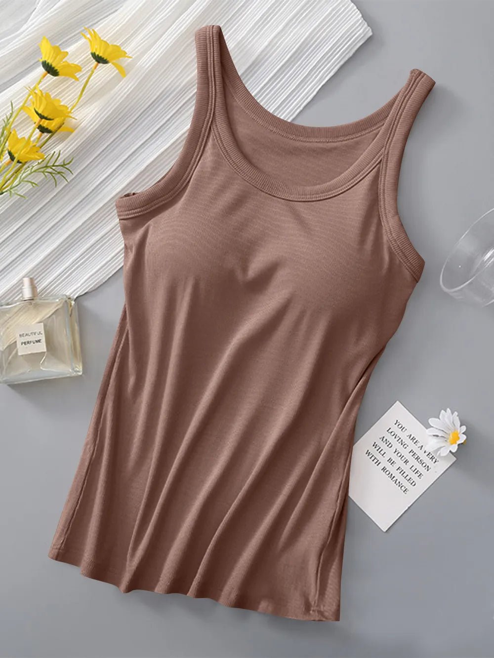 Round Neck Tank with Bra - FLORENTINE IRIS