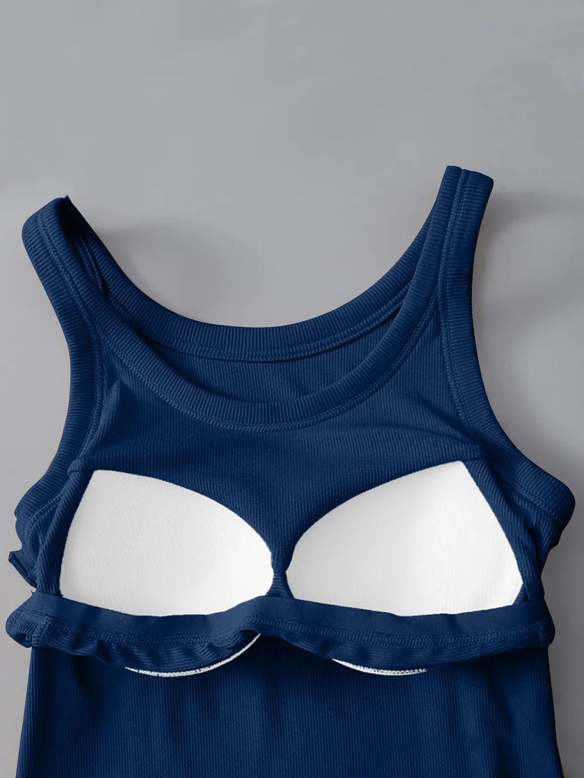 Round Neck Tank with Bra - FLORENTINE IRIS