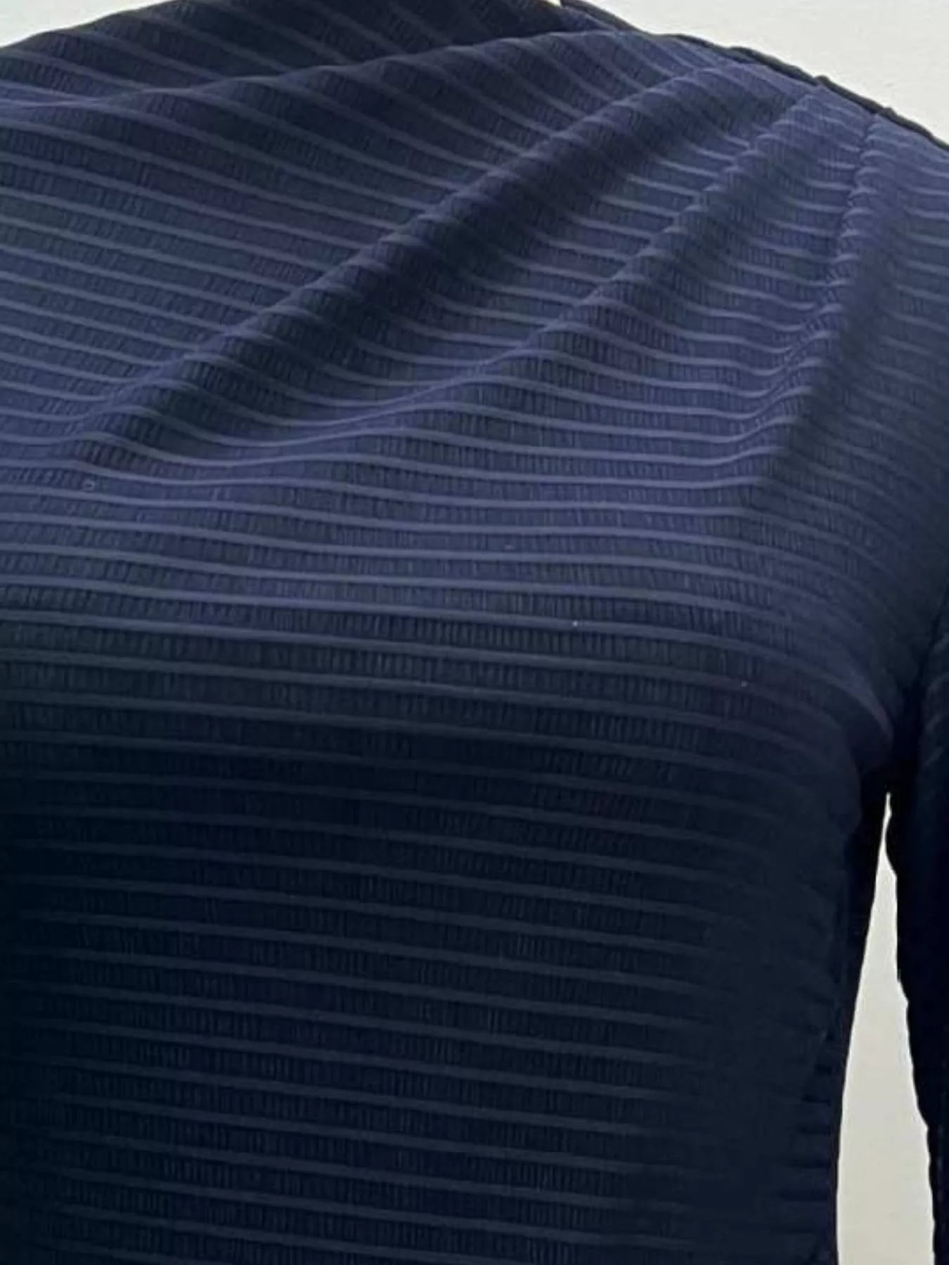 Ruched Striped Long Sleeve Top - FLORENTINE IRIS