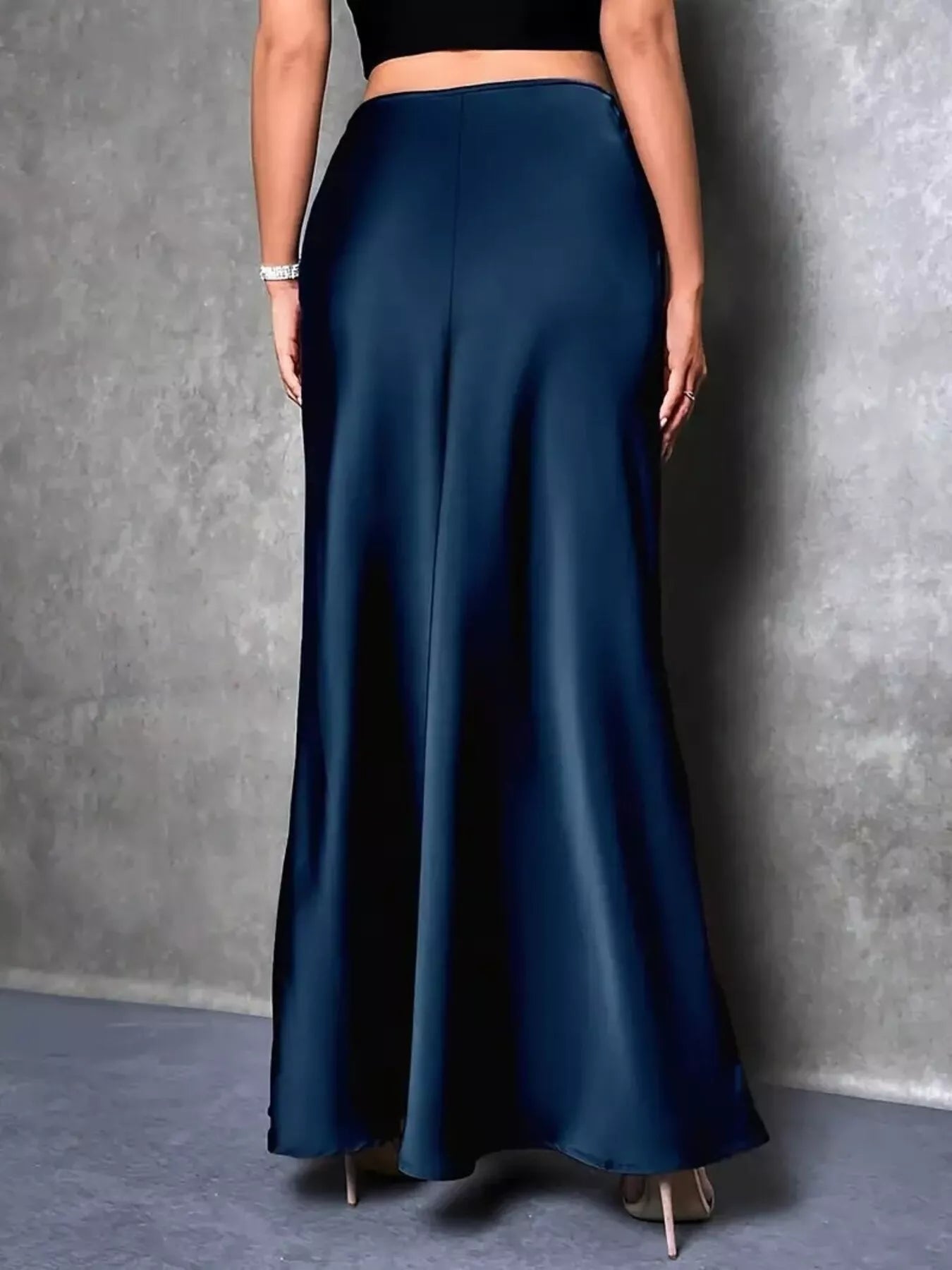 Satin High Waist Maxi Skirt - FLORENTINE IRIS