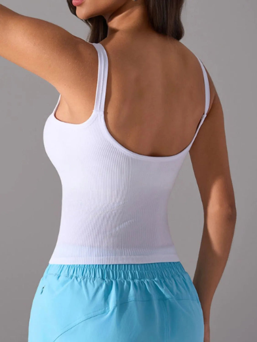 Scoop Neck Active Tank with Detachable Chest Pads - FLORENTINE IRIS