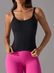 Scoop Neck Active Tank with Detachable Chest Pads - FLORENTINE IRIS
